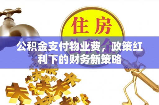 海勃湾公积金支付物业费，政策红利下的财务新策略